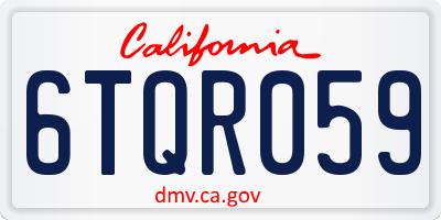 CA license plate 6TQR059