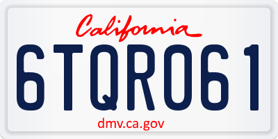 CA license plate 6TQR061