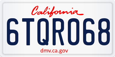 CA license plate 6TQR068