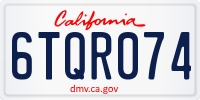 CA license plate 6TQR074