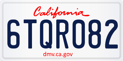 CA license plate 6TQR082