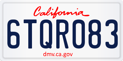 CA license plate 6TQR083