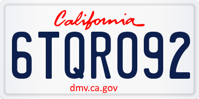 CA license plate 6TQR092