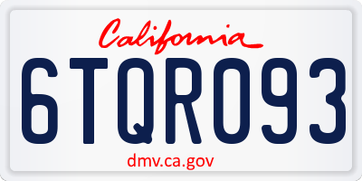 CA license plate 6TQR093