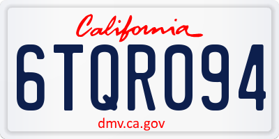 CA license plate 6TQR094