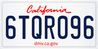 CA license plate 6TQR096