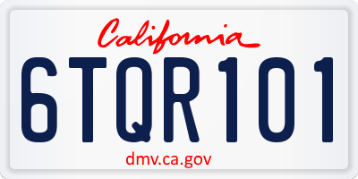 CA license plate 6TQR101