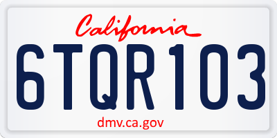 CA license plate 6TQR103