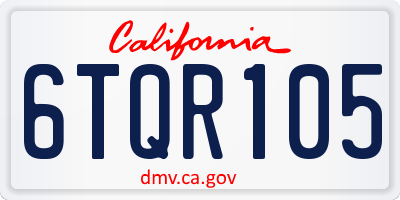 CA license plate 6TQR105