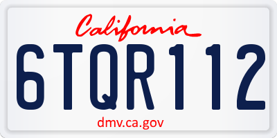 CA license plate 6TQR112