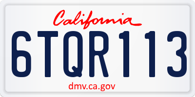 CA license plate 6TQR113