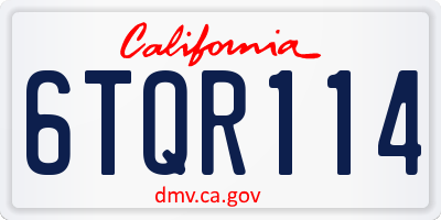 CA license plate 6TQR114