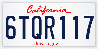 CA license plate 6TQR117