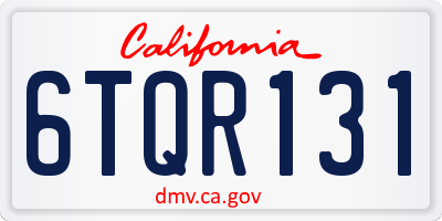 CA license plate 6TQR131