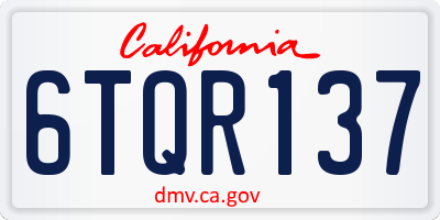 CA license plate 6TQR137