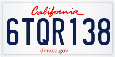 CA license plate 6TQR138