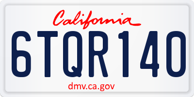 CA license plate 6TQR140