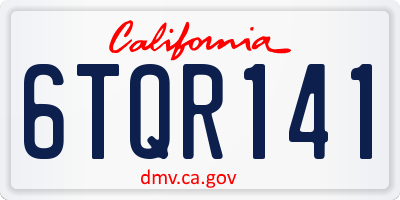 CA license plate 6TQR141