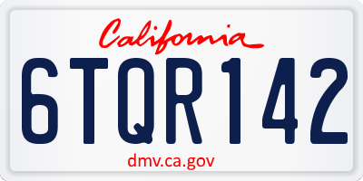 CA license plate 6TQR142