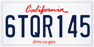 CA license plate 6TQR145