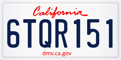 CA license plate 6TQR151