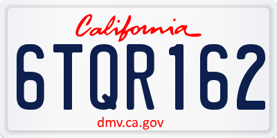 CA license plate 6TQR162