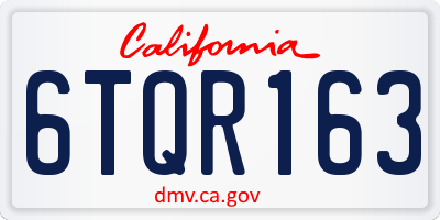 CA license plate 6TQR163