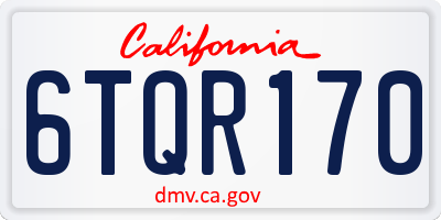 CA license plate 6TQR170