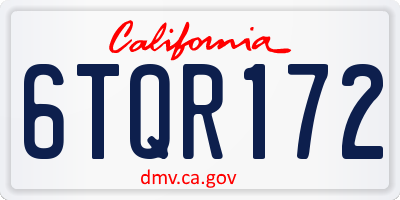 CA license plate 6TQR172