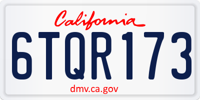 CA license plate 6TQR173