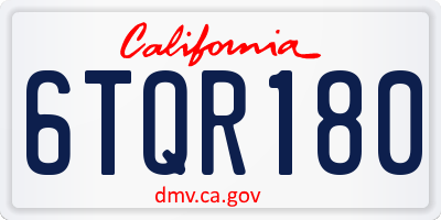 CA license plate 6TQR180