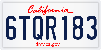 CA license plate 6TQR183