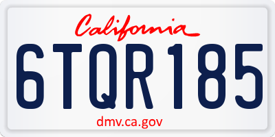 CA license plate 6TQR185