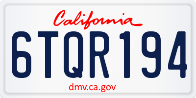 CA license plate 6TQR194