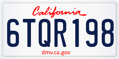 CA license plate 6TQR198