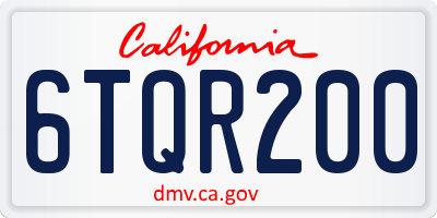 CA license plate 6TQR200