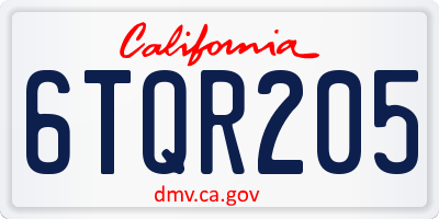 CA license plate 6TQR205