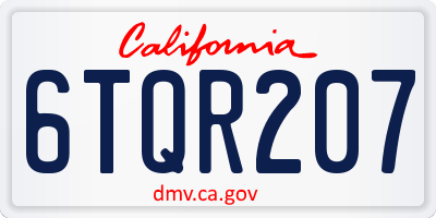 CA license plate 6TQR207