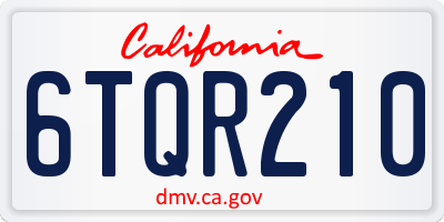 CA license plate 6TQR210
