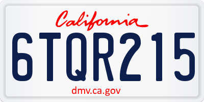 CA license plate 6TQR215