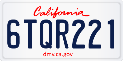 CA license plate 6TQR221