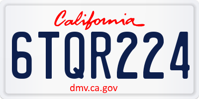 CA license plate 6TQR224