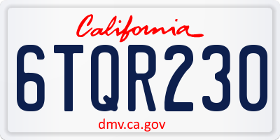 CA license plate 6TQR230