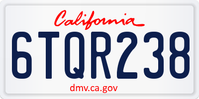 CA license plate 6TQR238