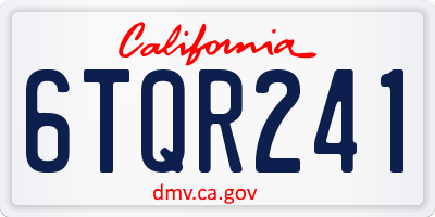 CA license plate 6TQR241