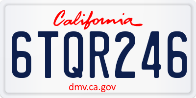 CA license plate 6TQR246
