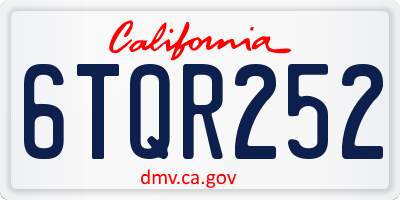 CA license plate 6TQR252