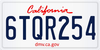 CA license plate 6TQR254