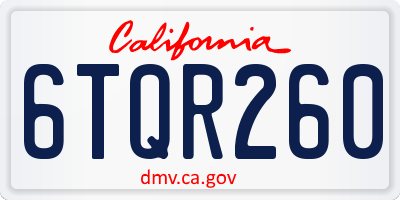 CA license plate 6TQR260