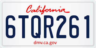 CA license plate 6TQR261